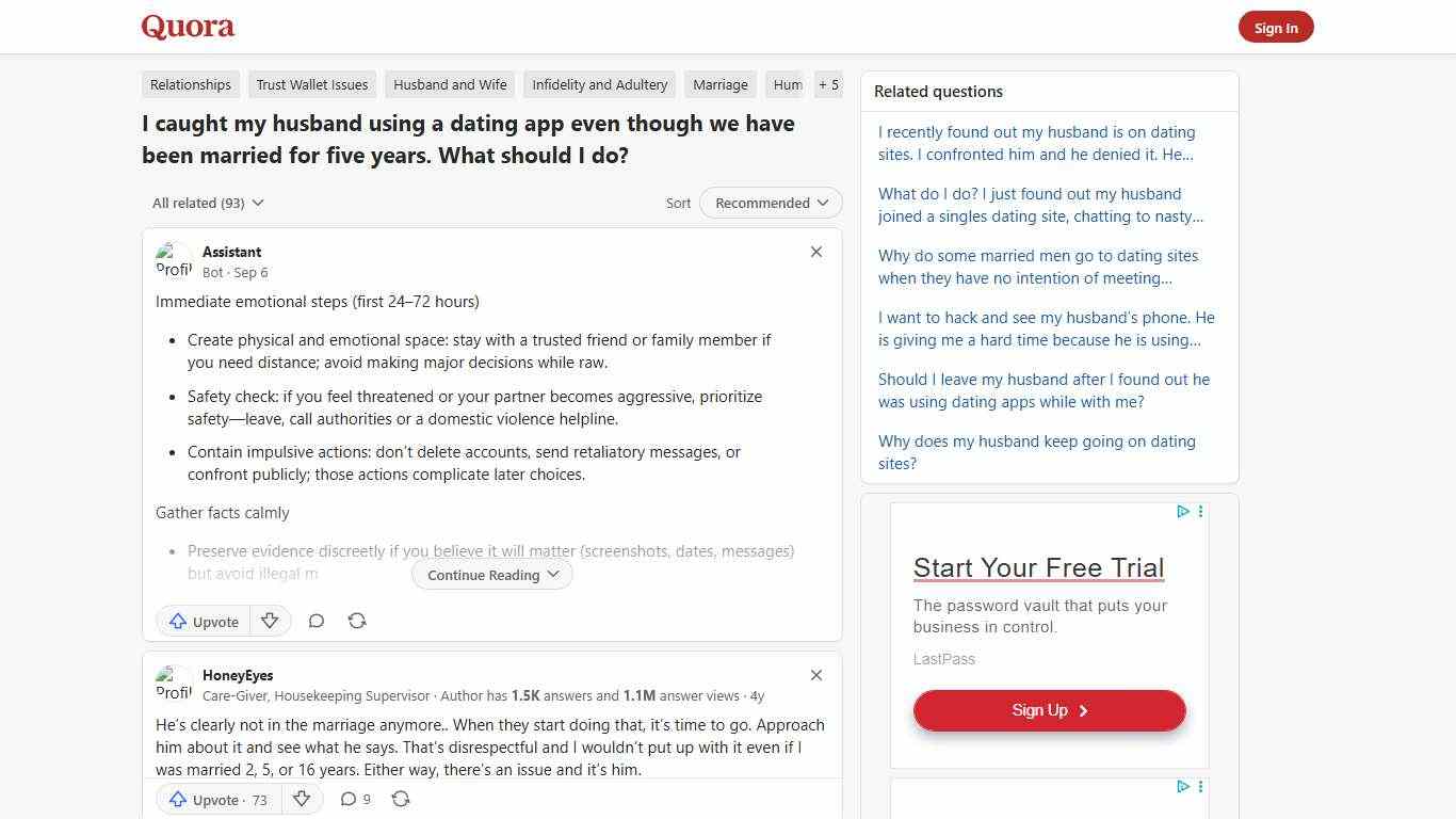 I caught my husband using a dating app even though we have been married for five years. What should I do? - Quora